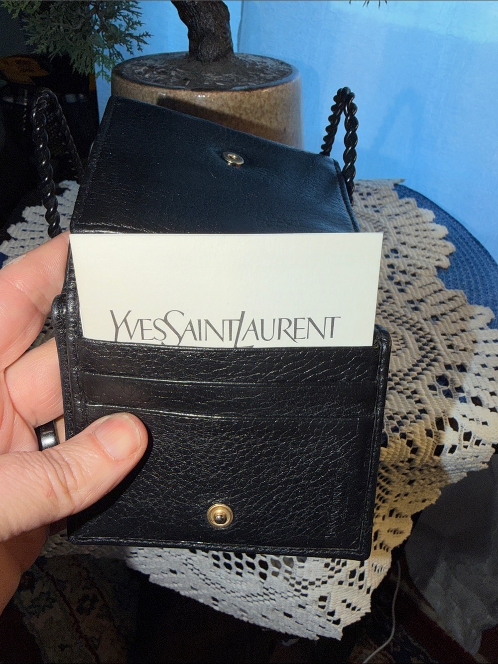 Yves Saint Laurent Black Leather Wallet with Gold Padlock - Picture 9 of 9